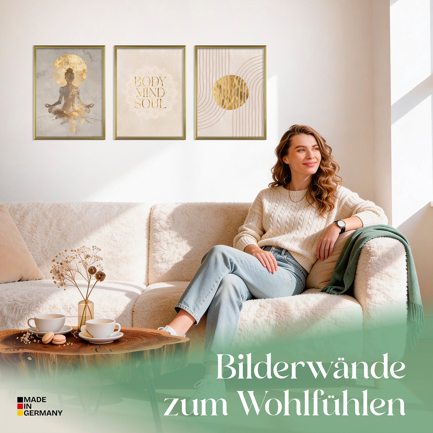 Poster Set Yoga Spirit Trio Bilderwand Wandbilder Spirituell ARTFAVES
