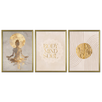 Poster Set Yoga Spirit Trio Bilderwand Wandbilder Spirituell ARTFAVES