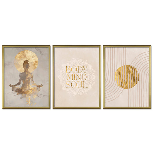 Poster Set Yoga Spirit Trio Bilderwand Wandbilder Spirituell ARTFAVES
