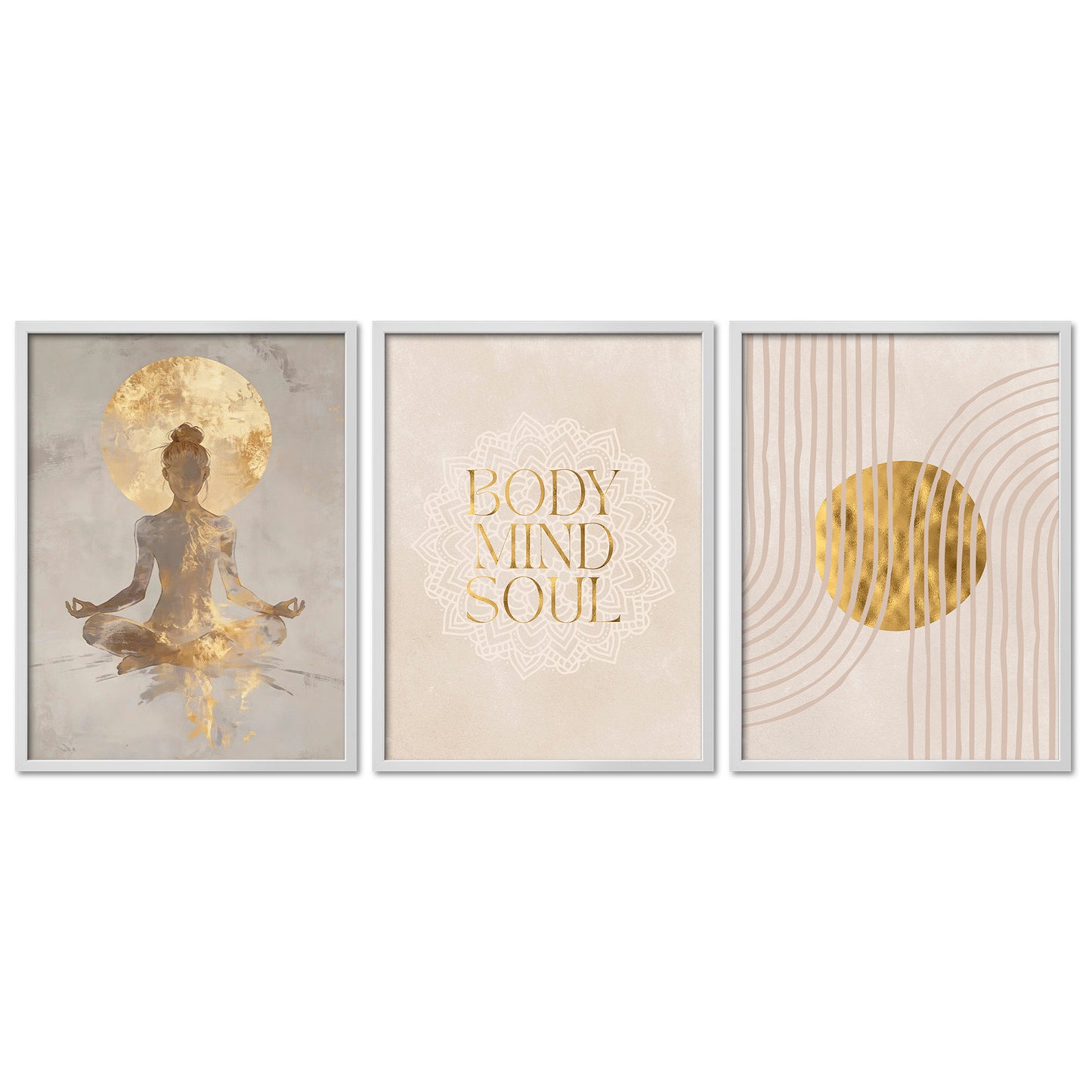 Poster Set Yoga Spirit Trio I mehrteilige Bilderwand I Wandbilder Spirituell