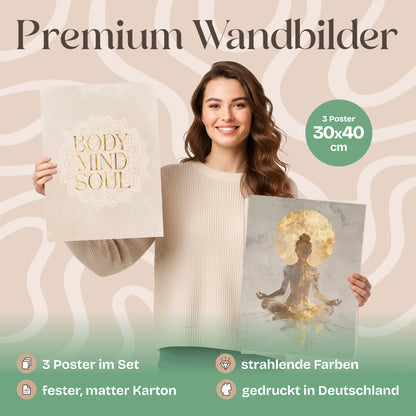Poster Set Yoga Spirit Trio Bilderwand Wandbilder Spirituell ARTFAVES