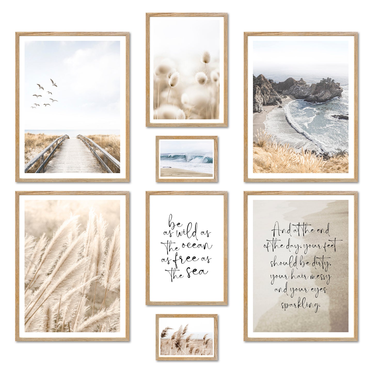 Poster Set - BEIGE SEA PAMPAS I Maritime Decoration Wall Pictures