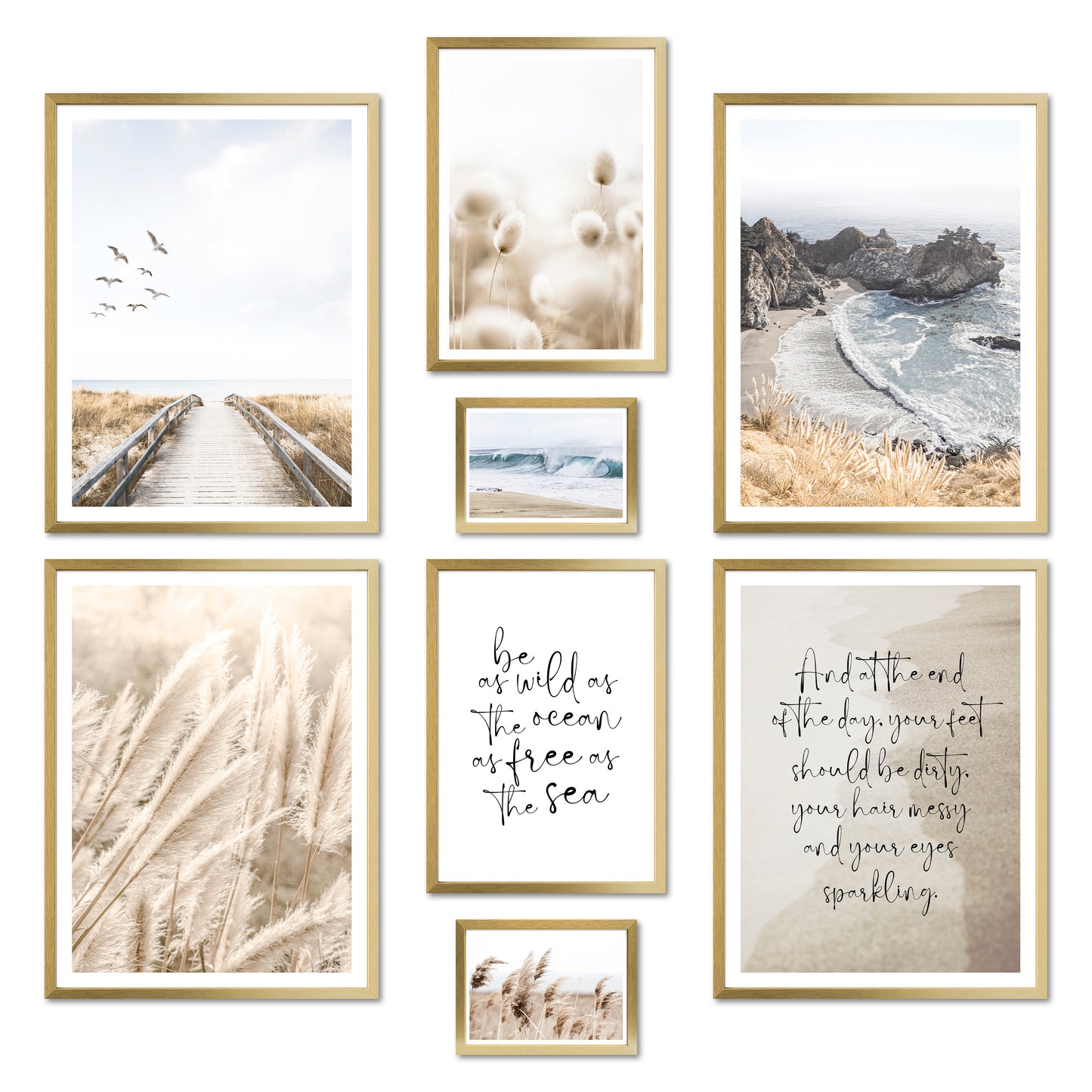 Poster Set - BEIGE SEA PAMPAS I Maritime Decoration Wall Pictures