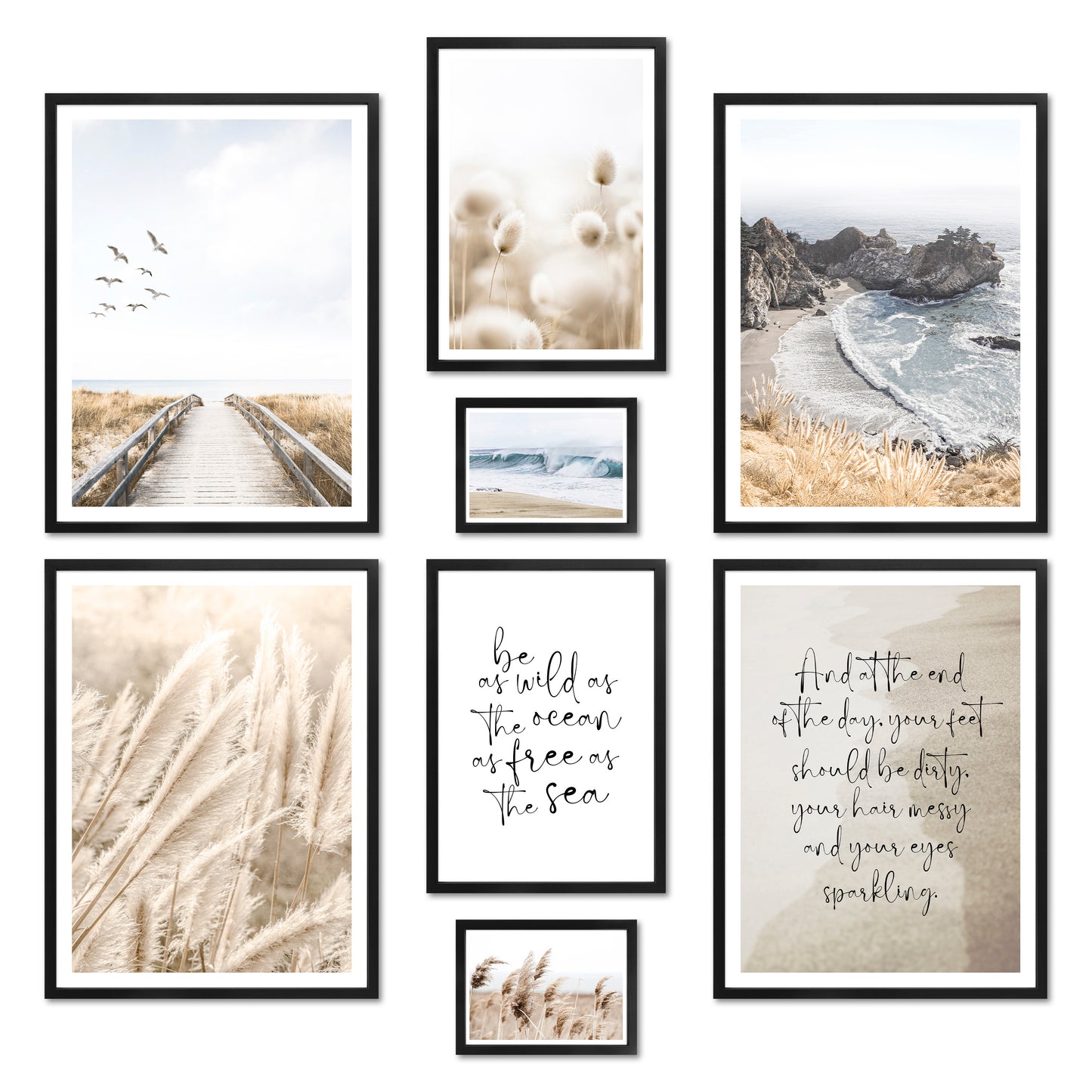 Poster Set - BEIGE SEA PAMPAS I Maritime Decoration Wall Pictures