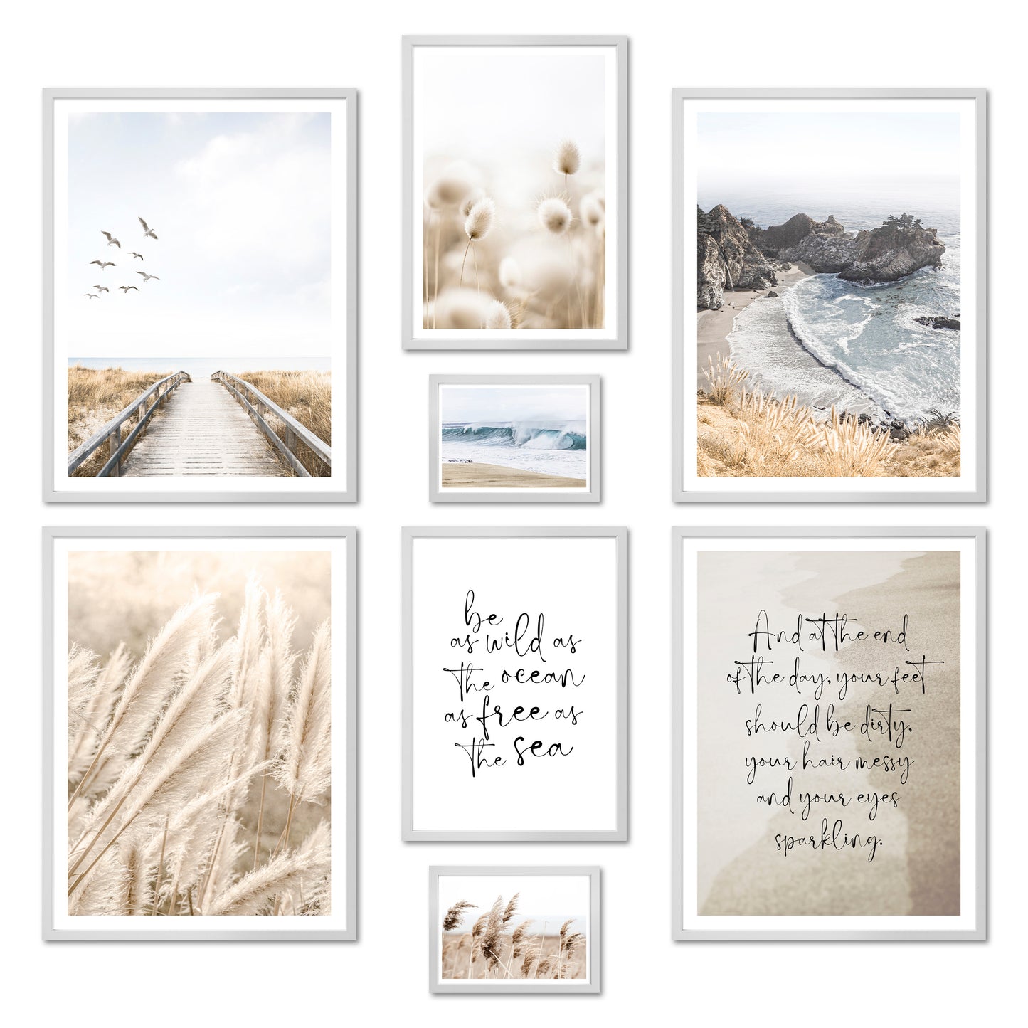 Poster Set - BEIGE SEA PAMPAS I Maritime Decoration Wall Pictures