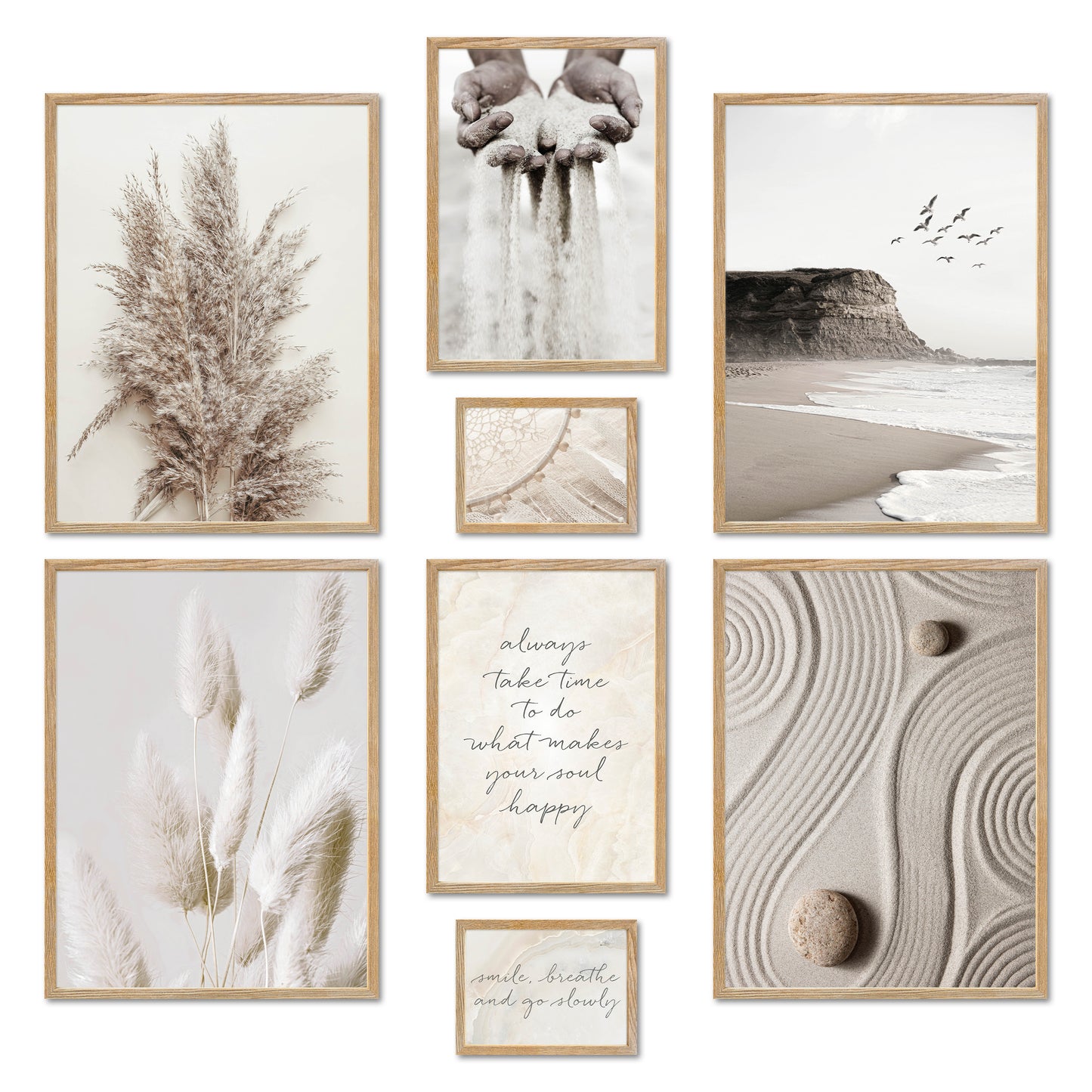 Poster Set - BEIGE DREAMS I Boho Decoration Wall Pictures Pampas Grass