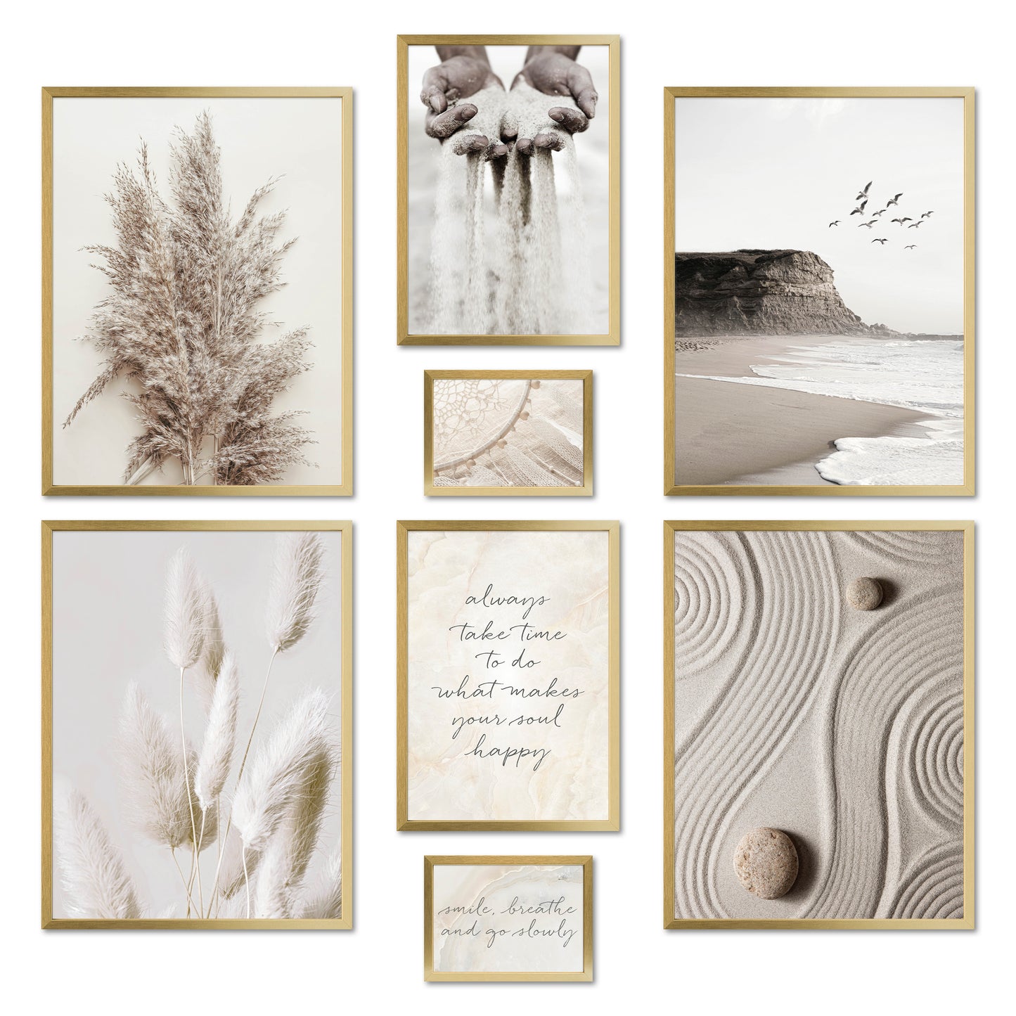 Poster Set - BEIGE DREAMS I Boho Decoration Wall Pictures Pampas Grass
