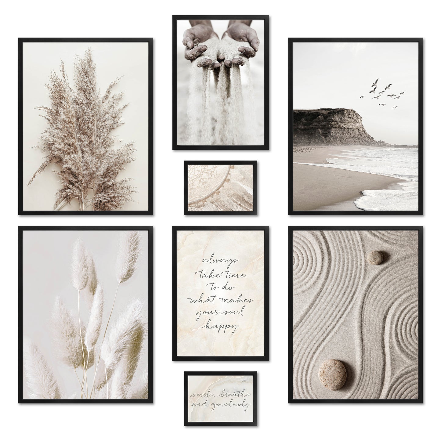 Poster Set - BEIGE DREAMS I Boho Decoration Wall Pictures Pampas Grass