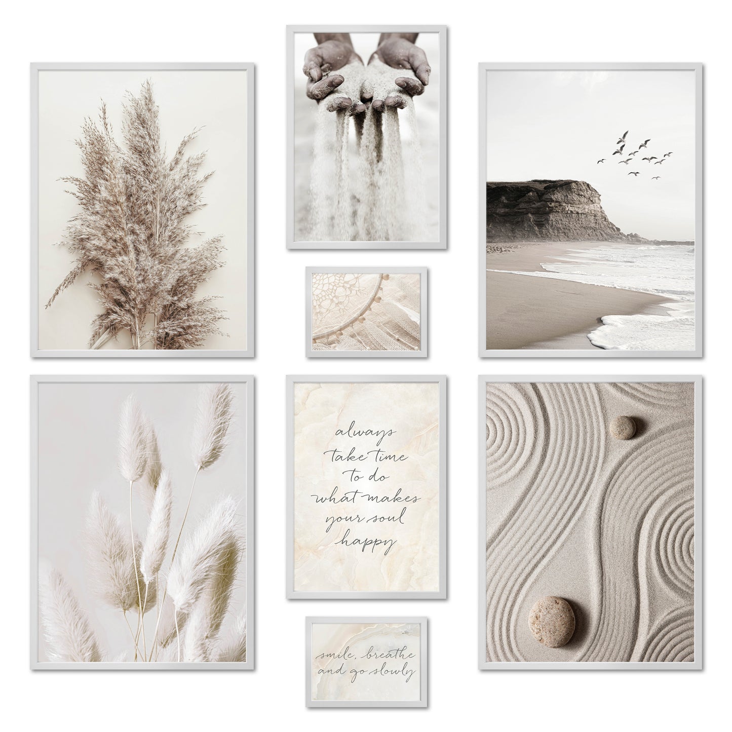 Poster Set - BEIGE DREAMS I Boho Decoration Wall Pictures Pampas Grass
