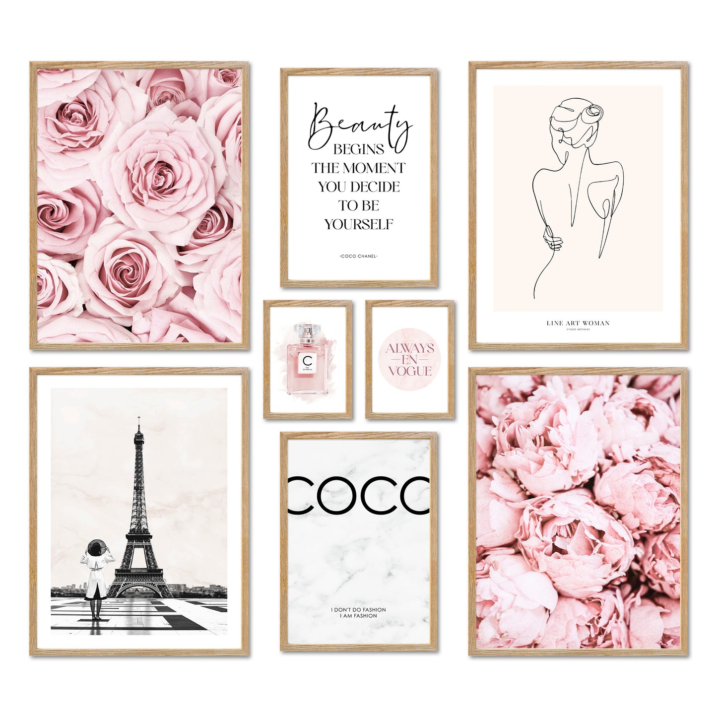 Poster Set - COCO ROSE I Paris Fashion Wall Art Pink