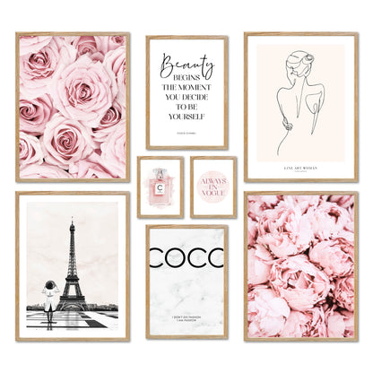 Poster Set - COCO ROSE I Paris Fashion Wall Art Pink