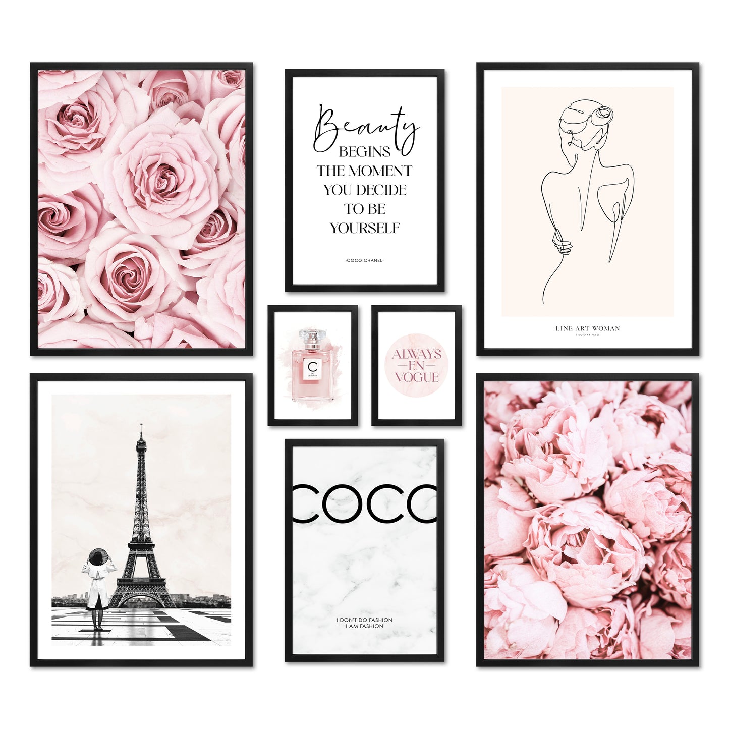 Poster Set - COCO ROSE I Paris Fashion Wall Art Pink