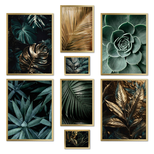Poster Set - GOLD PLANT HARMONY I Gold-Grüne Pflanzen Wandbilder