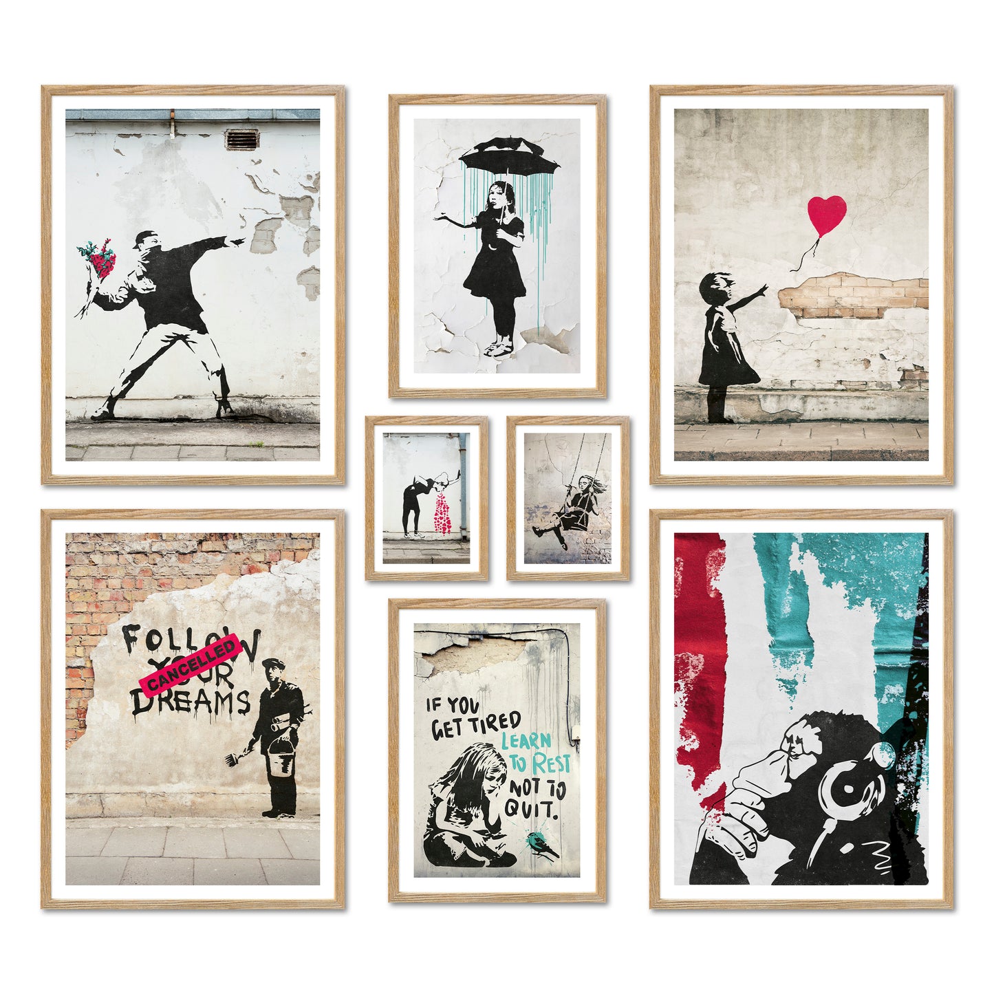 Poster Set - BANKSY STREET ART I Decorative Wall Art Urban Graffiti