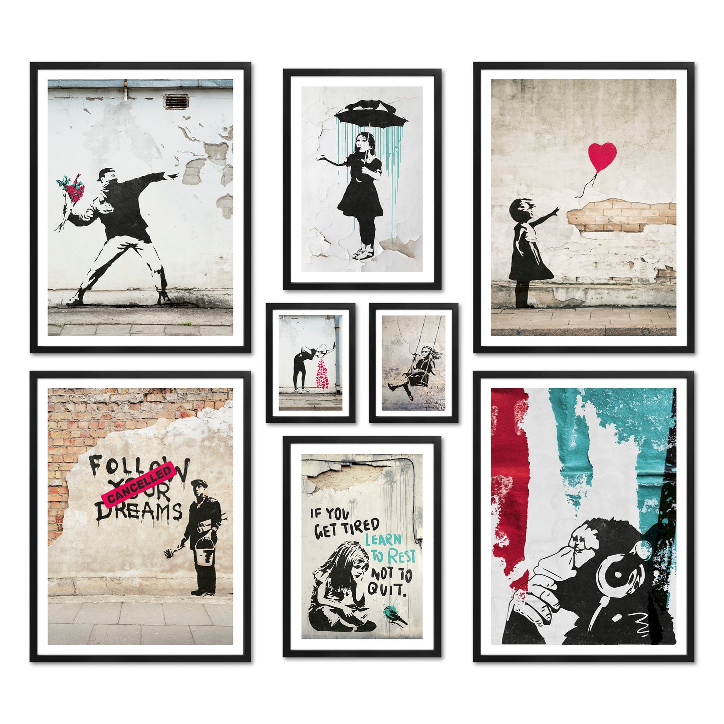 Poster Set - BANKSY STREET ART I Decorative Wall Art Urban Graffiti