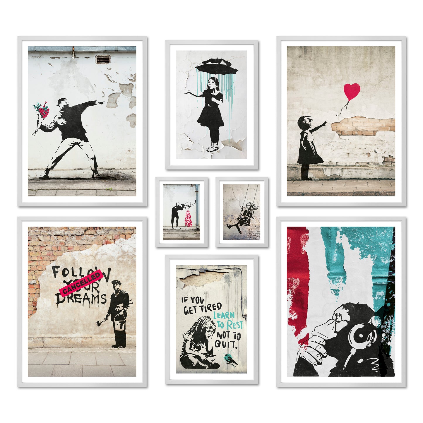Poster Set - BANKSY STREET ART I Decorative Wall Art Urban Graffiti