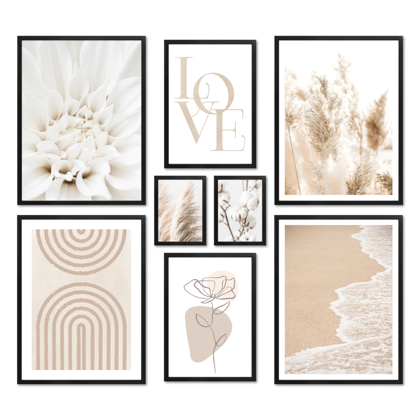 Poster Set - BEIGE SOFTNESS I Boho Deco Wall Art Abstract