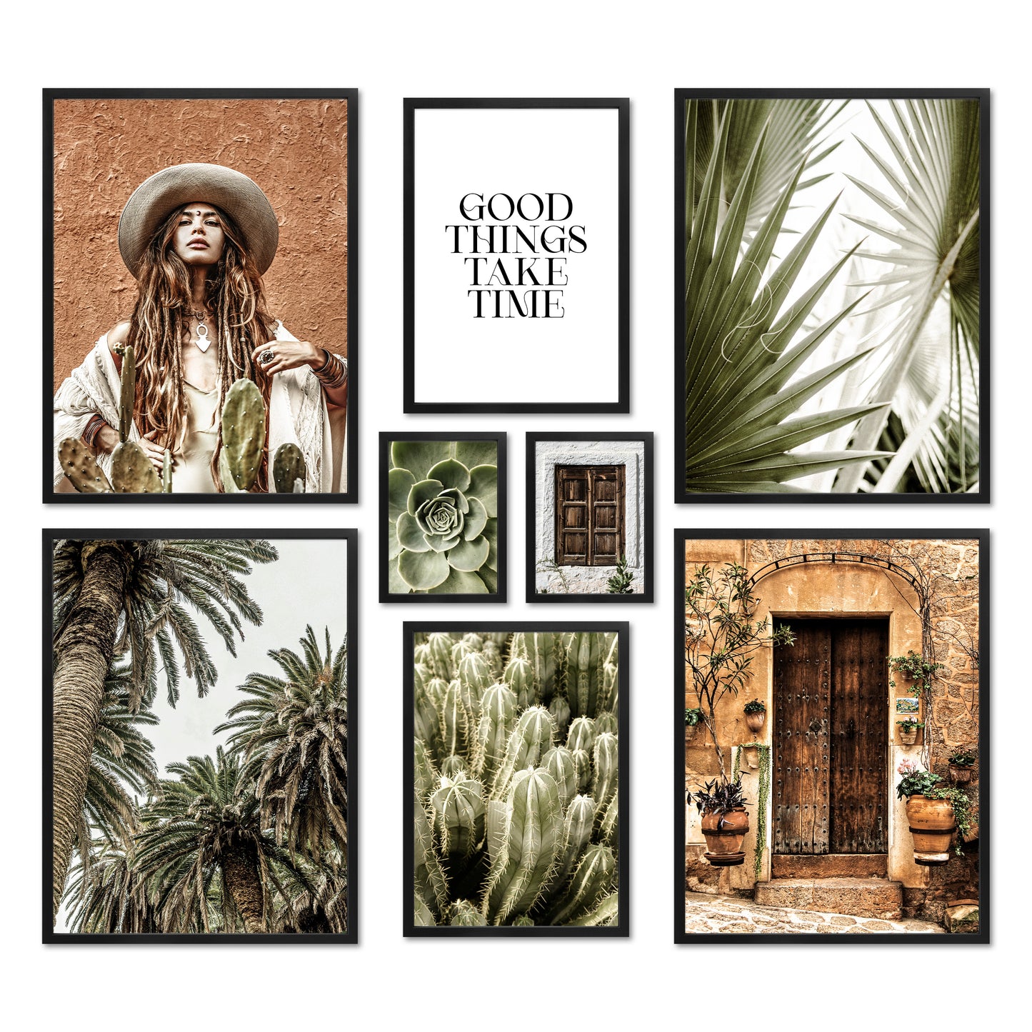 Poster Set - BOTANICAL DREAMS - Mediterranean Wall Art Cactus Palm