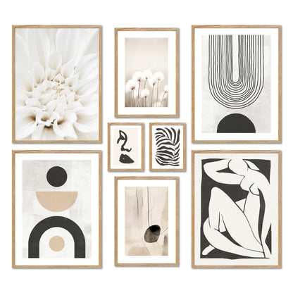 Poster Set - ABSTRACT BLACK ART I abstract decorative wall pictures beige black