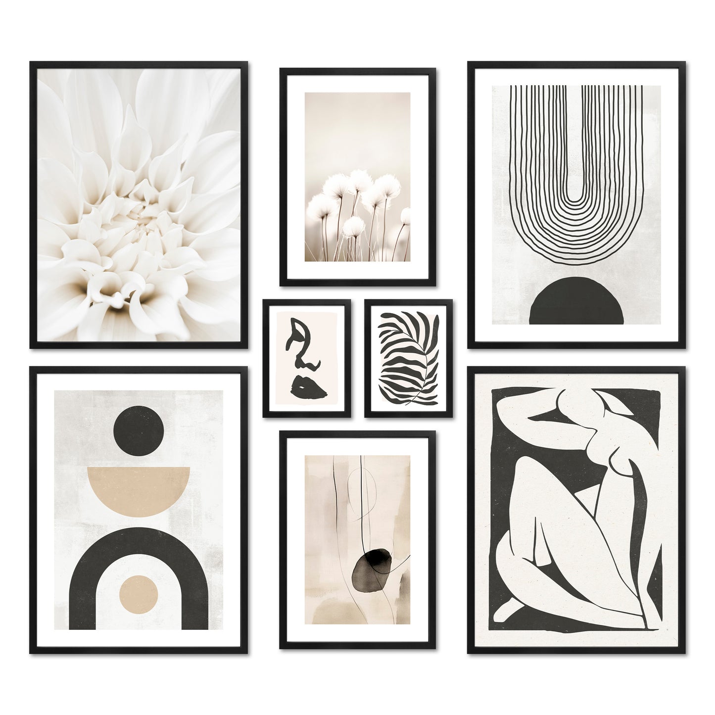 Poster Set - ABSTRACT BLACK ART I abstract decorative wall pictures beige black