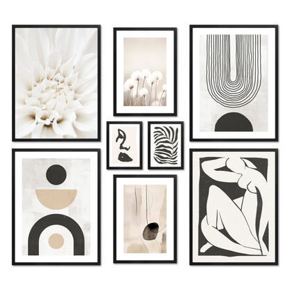Poster Set - ABSTRACT BLACK ART I abstract decorative wall pictures beige black