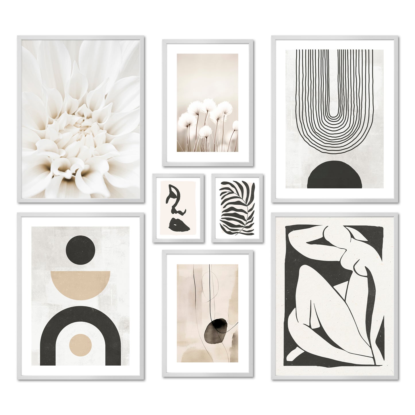 Poster Set - ABSTRACT BLACK ART I abstract decorative wall pictures beige black