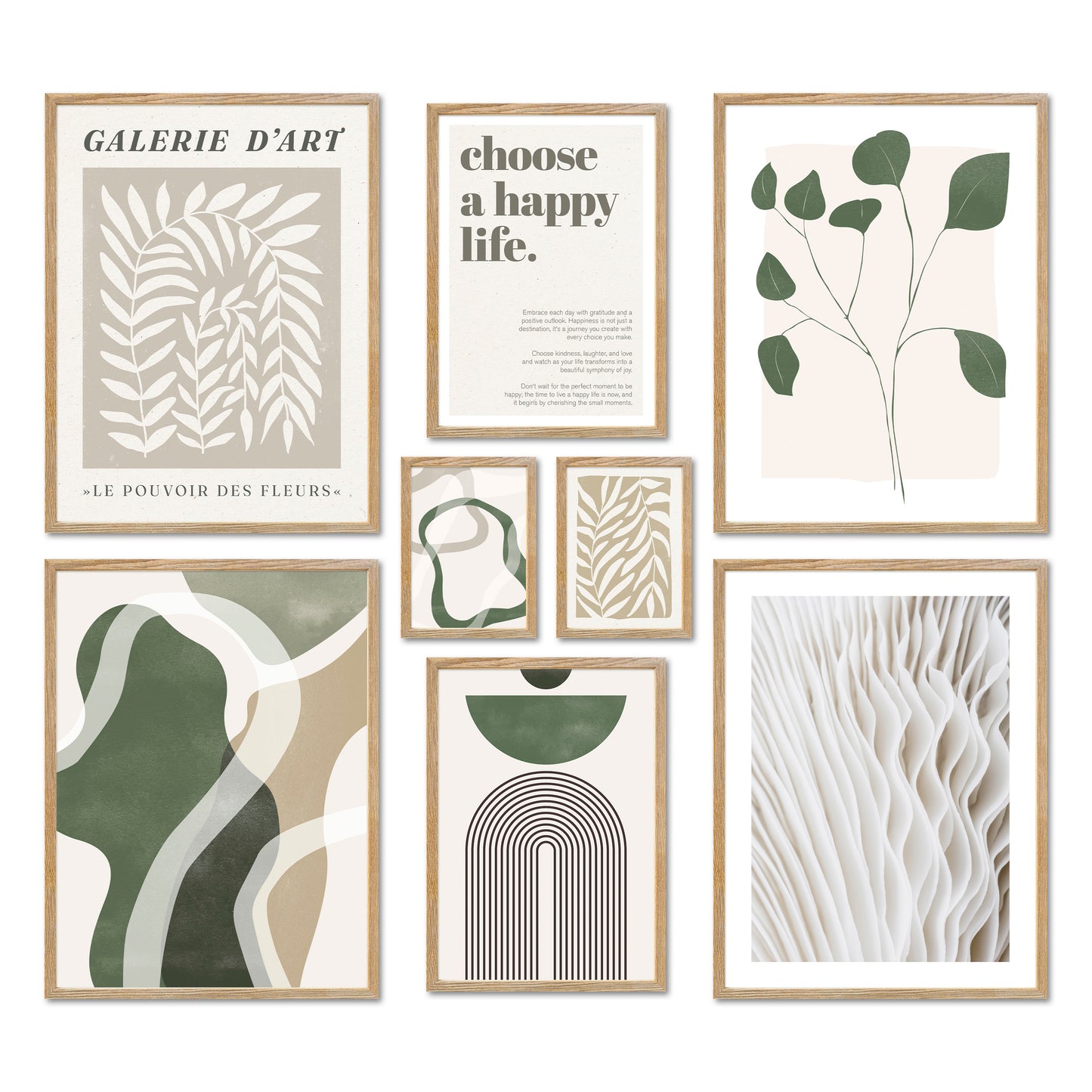 Poster Set - GREEN MID CENTURY I Wandbilder Kunst Abstrakt Grün