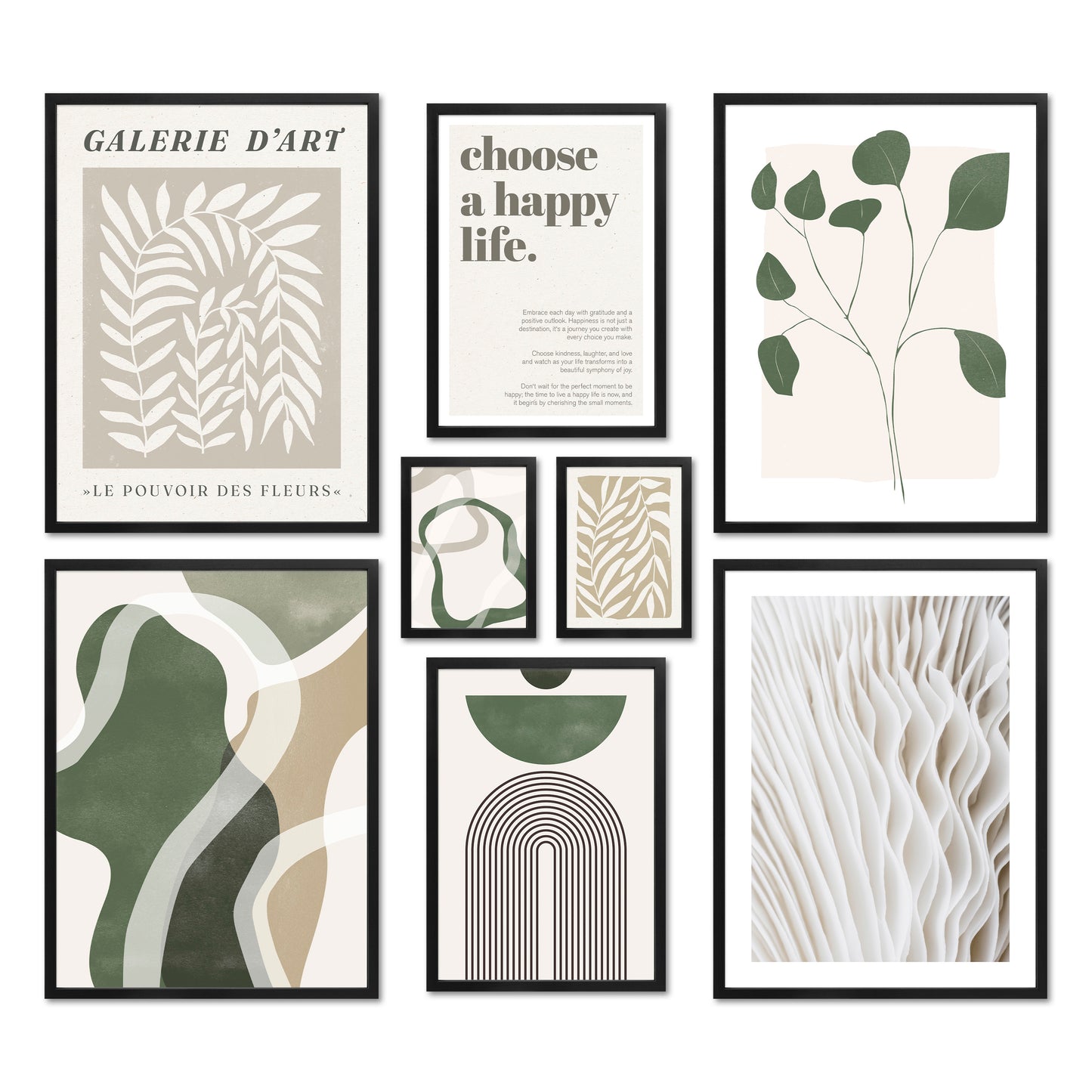 Poster Set - GREEN MID CENTURY I Wandbilder Kunst Abstrakt Grün