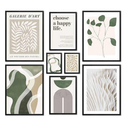 Poster Set - GREEN MID CENTURY I Wandbilder Kunst Abstrakt Grün